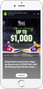 eCommerce Advertising: Facebook Story Ad From DraftKings